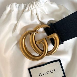 Authentic Gucci Leather belt with Double G buckle